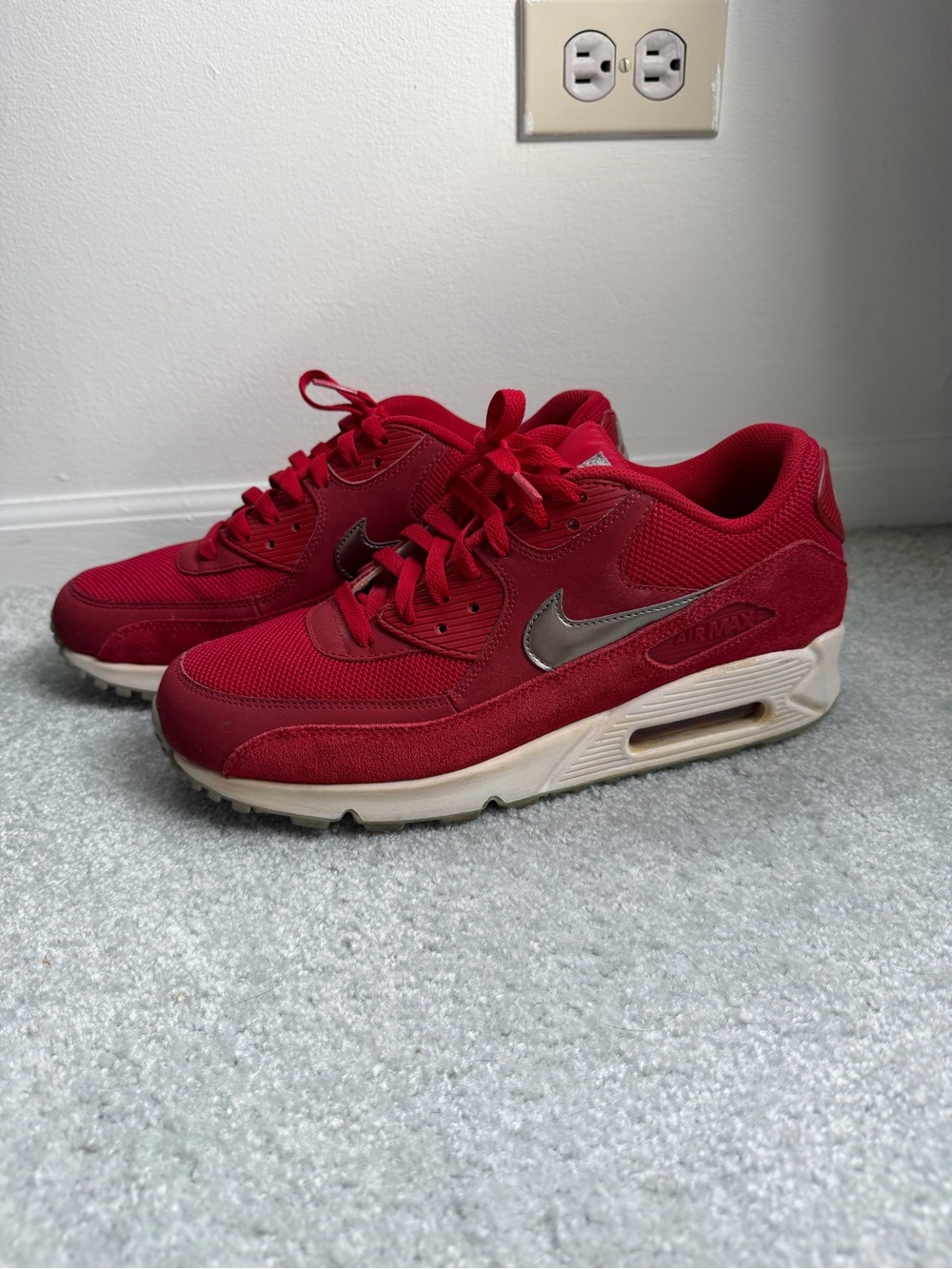 Nike Red Men's Air Max Sneakers with Silver Swoosh